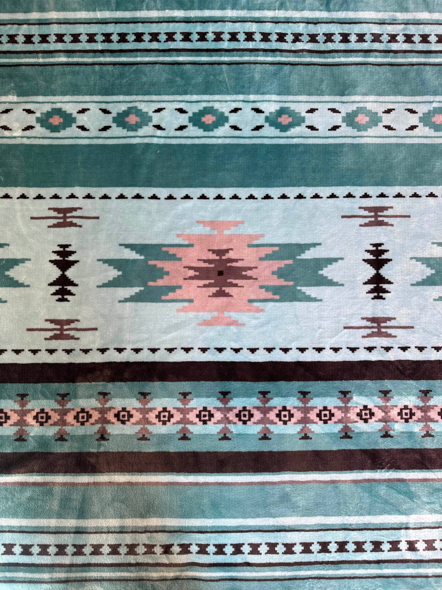 Seafoam Teal Southwest Aztec Super Soft Plush Blanket
