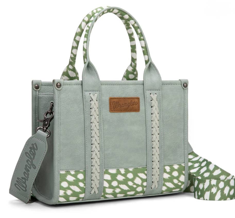 Wrangler Deer Print Tote/Crossbody - Mint