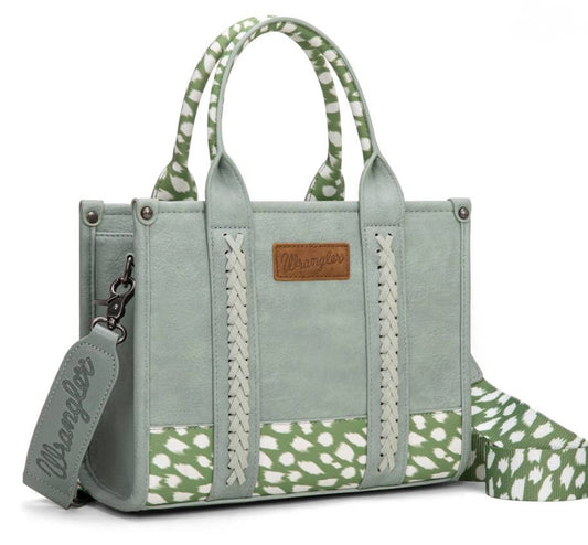 Wrangler Deer Print Tote/Crossbody - Mint