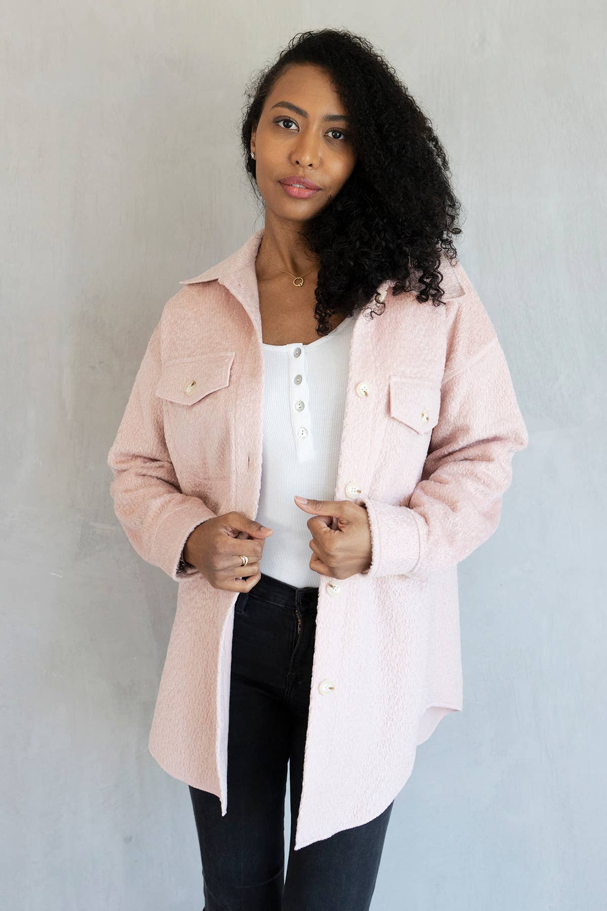 Lyric Knit Textured Jacket w/ Faux Pockets | JKT2206