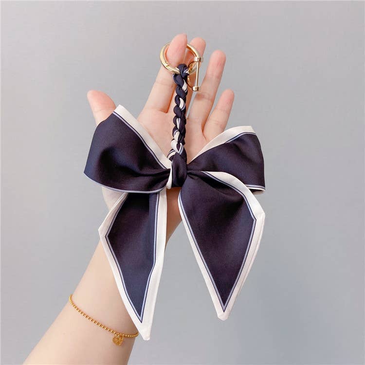 412 Lace-Up Silk Scarf Bow Bag Accessory Keychain