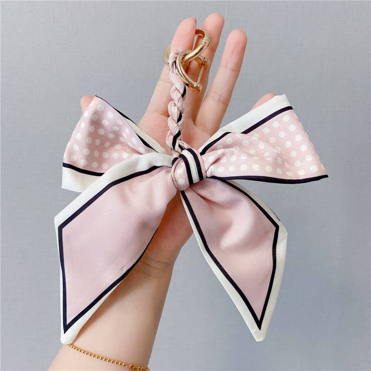 412 Lace-Up Silk Scarf Bow Bag Accessory Keychain