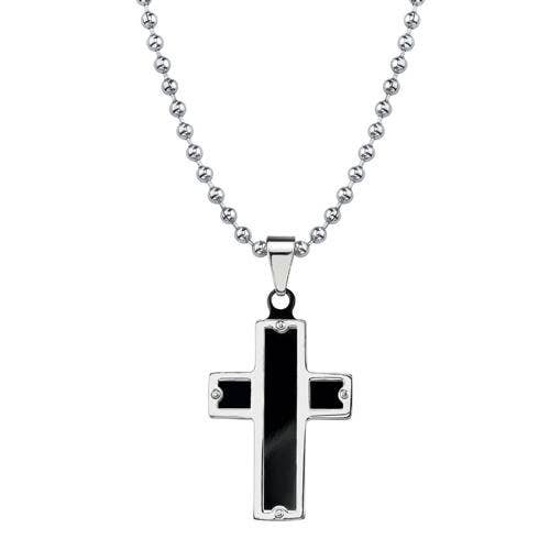 Stainless Steel Black Cross Pendant Rivet