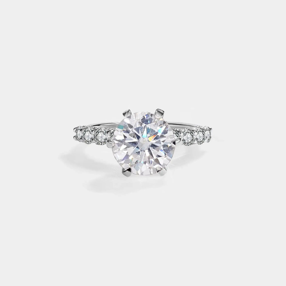 Color Moissanite Pave Engagement Ring in 925 Sterling Silver