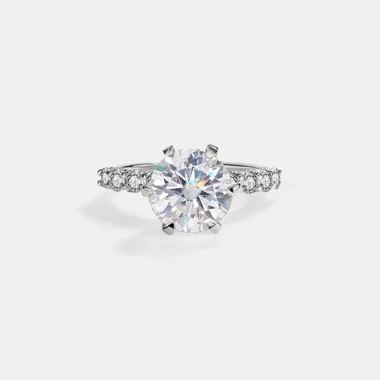 Color Moissanite Pave Engagement Ring in 925 Sterling Silver