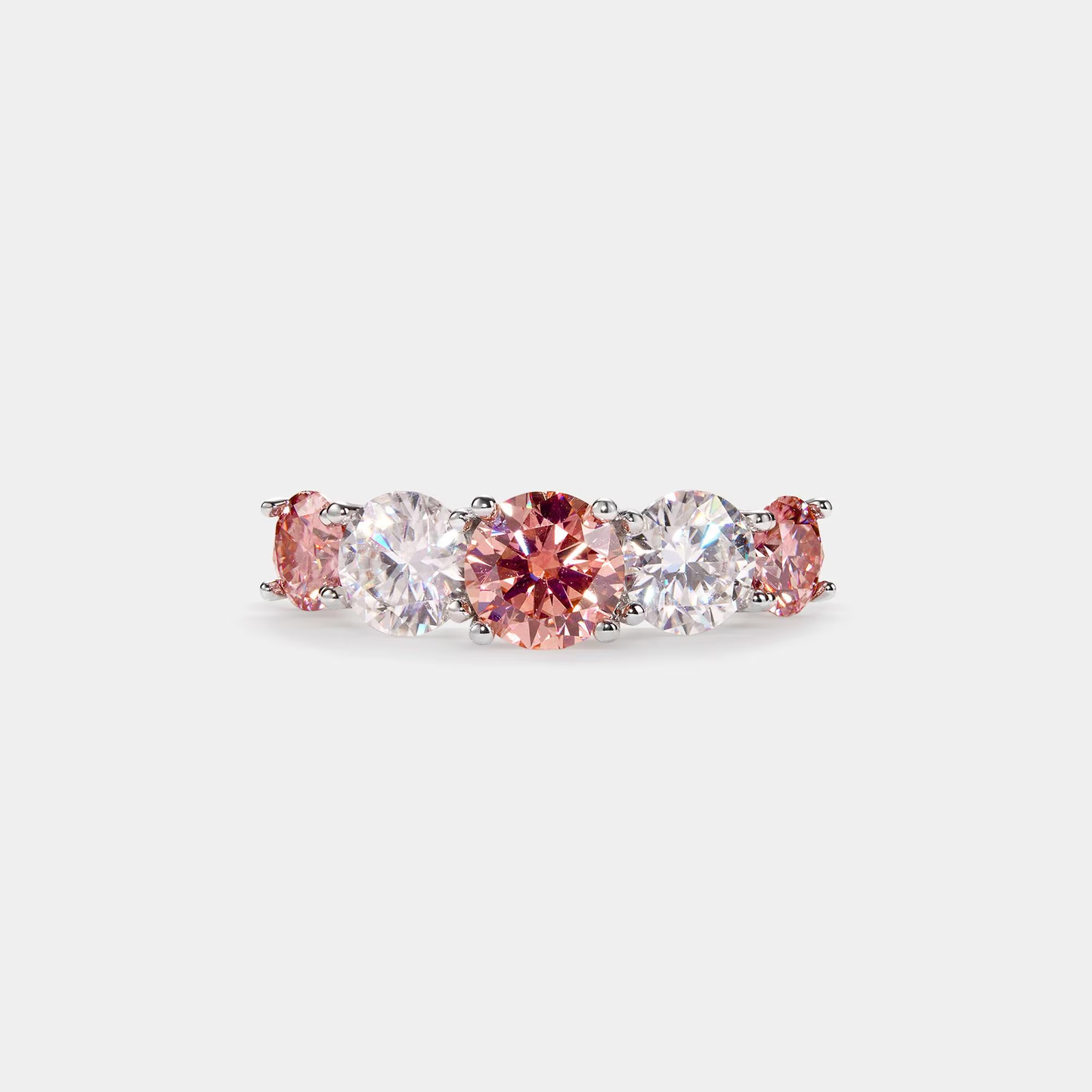 Five-Stone Color Moissanite Band Ring in 925 Sterling Silver
