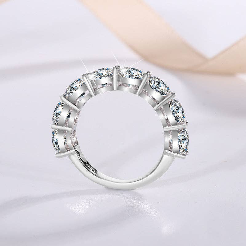 Color Moissanite Half Eternity Ring in 925 Sterling Silver