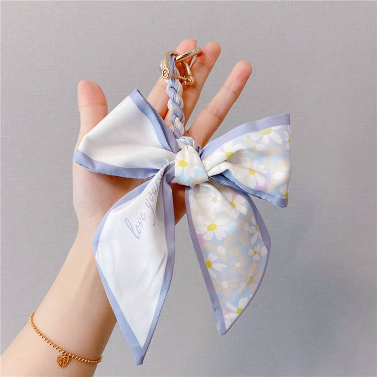 Fashion Silk Scarf Bow Bag Accessories Keychain