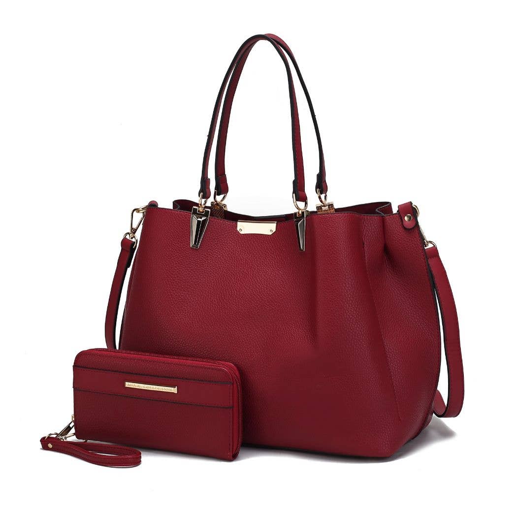 Kane Vegan Leather Women Satchel Bag with Wallet by Mia K