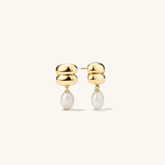 Pearl Wedding Statement Drop Earrings in Stainless Steel