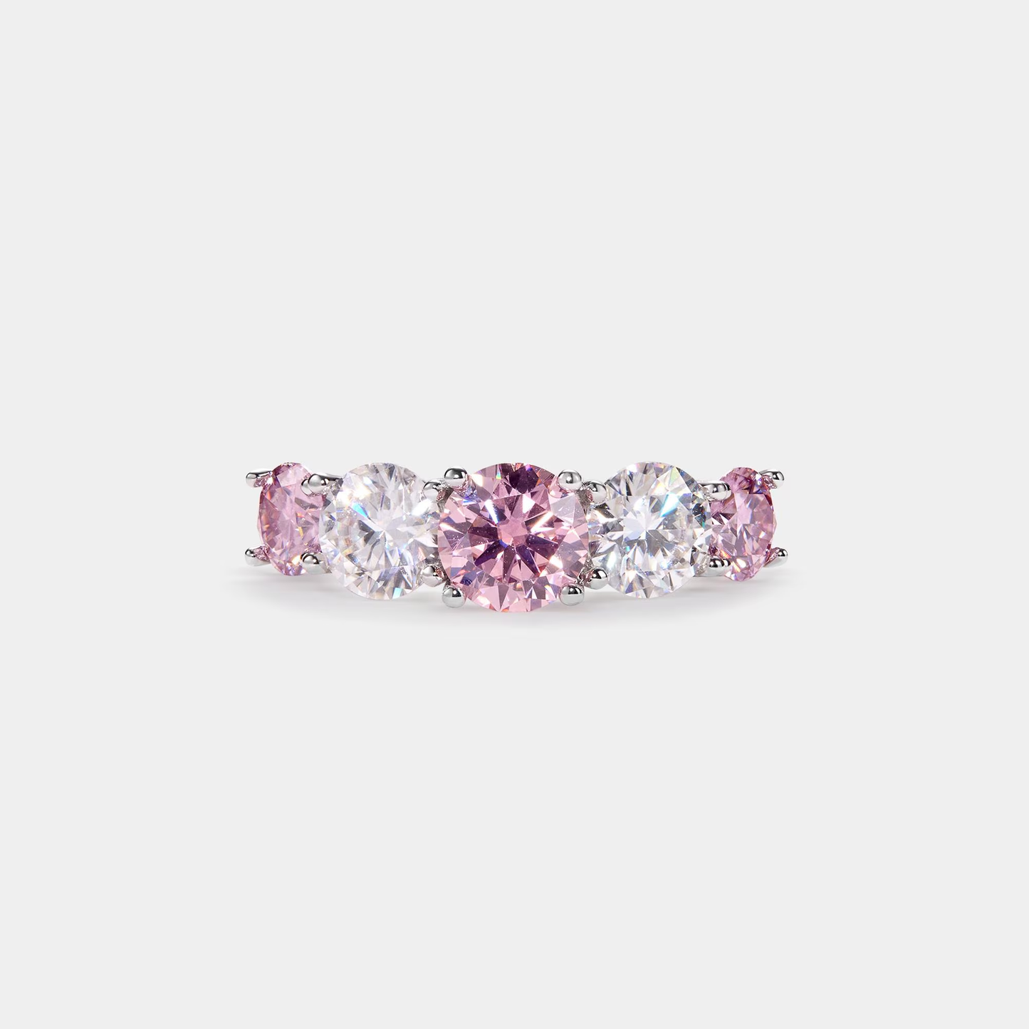 Five-Stone Color Moissanite Band Ring in 925 Sterling Silver