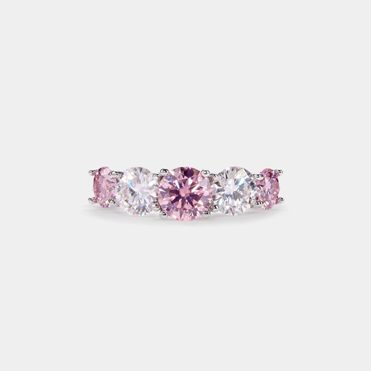 Five-Stone Color Moissanite Band Ring in 925 Sterling Silver