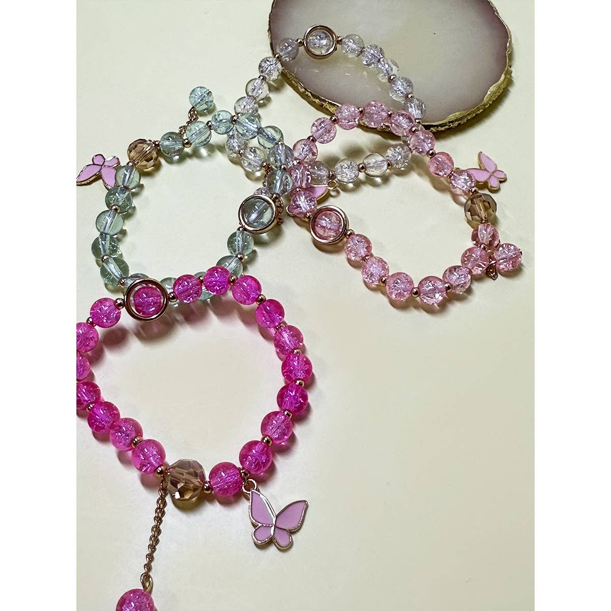 2810 Butterfly Pendant Mix Bead Bracelet