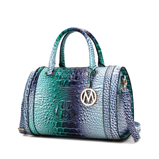 MKF Eleanor Gradient Rainbow Crocodile-Embossed Satchel