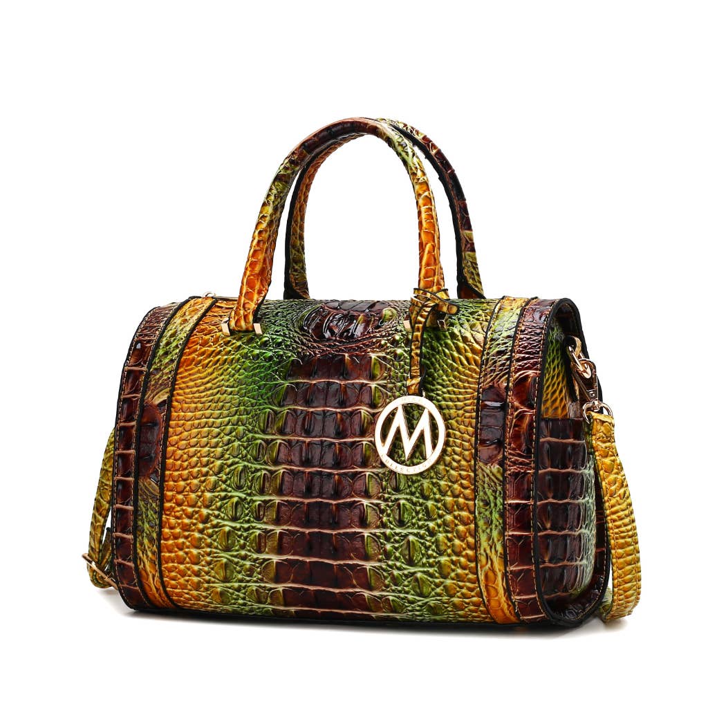 MKF Eleanor Gradient Rainbow Crocodile-Embossed Satchel