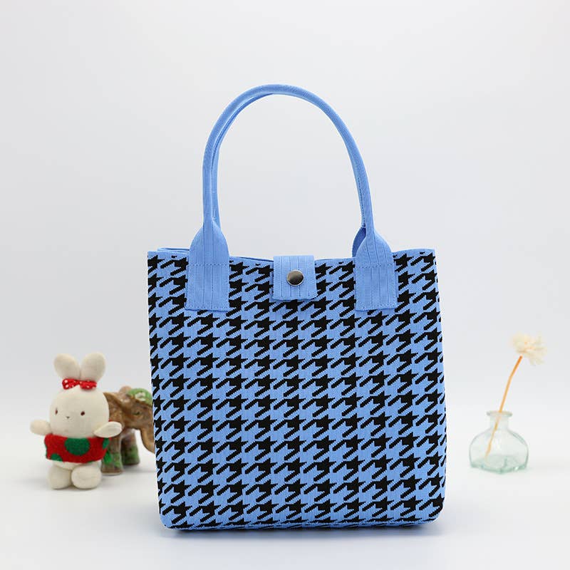 414 Handmade Houndstooth Tote Bag Casual Canvas Bag