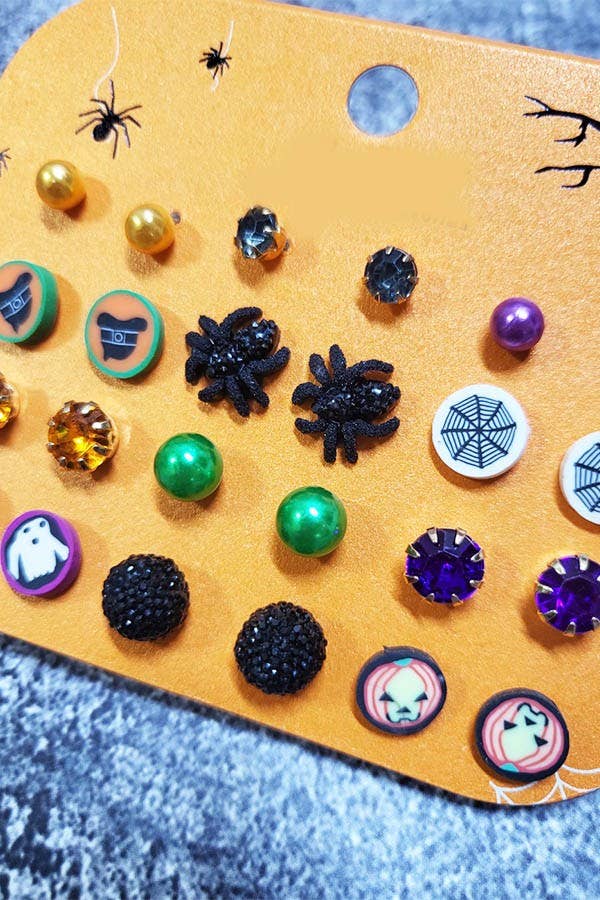 2802 Halloween 12 Pair Multi Stud Earrings Set
