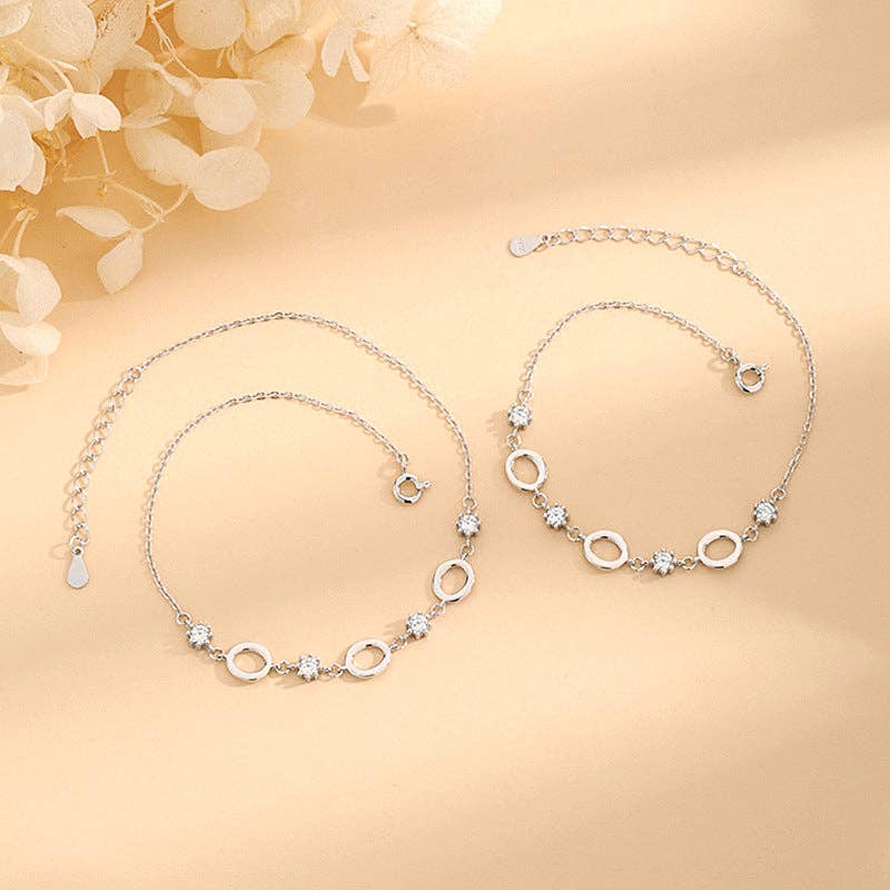 Dainty Circle Charm Stacking Anklet in 925 Sterling Silver