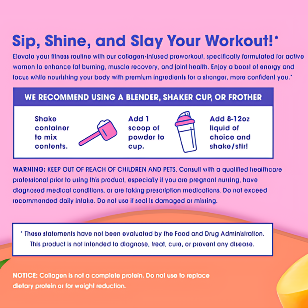 Obvi Collagenic Peach Mango Pre-Workout Boost Drink