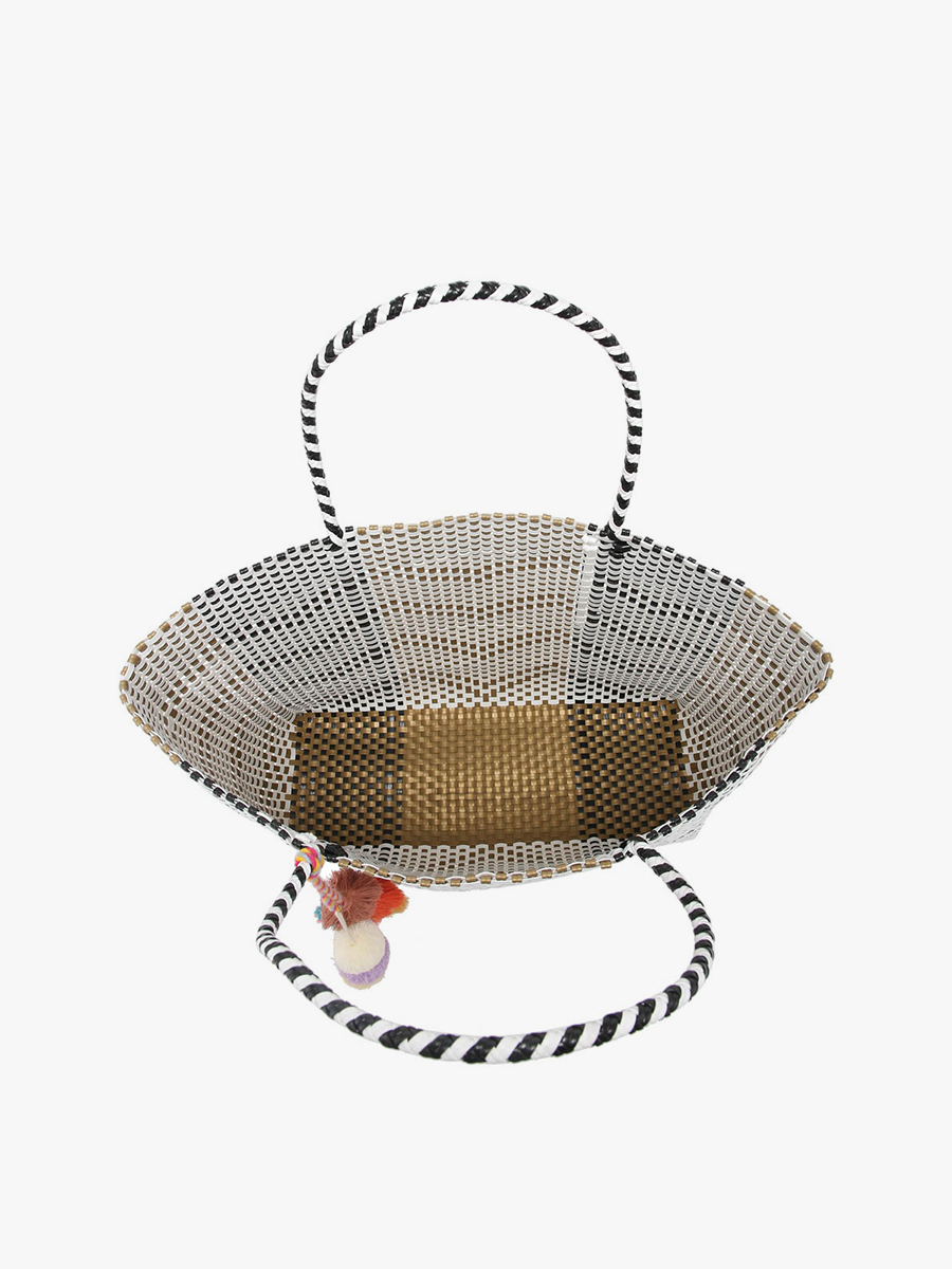 M2068 Shelby Large Handwoven Tote w/ Pom-Poms