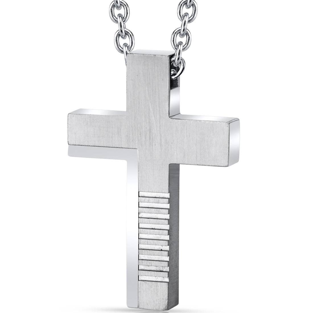 427 -Modern Stainless Steel Cross Pendant with Steel Chain