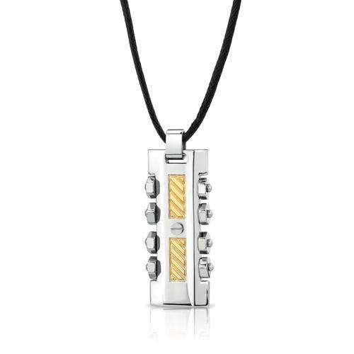 8296 Premium Stainless Steel Two-Tone Dog Tag Bar Pendant
