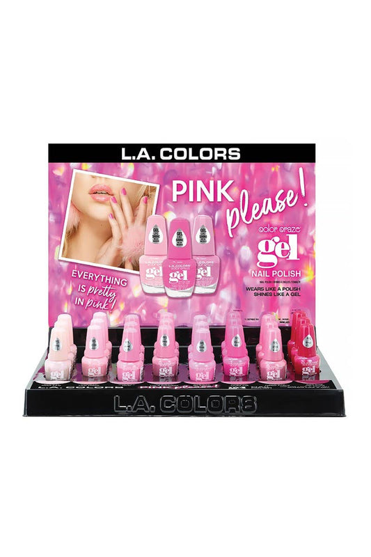LA Colors CLAC495 Pink Please Gel Nail Polish Set- 24pc