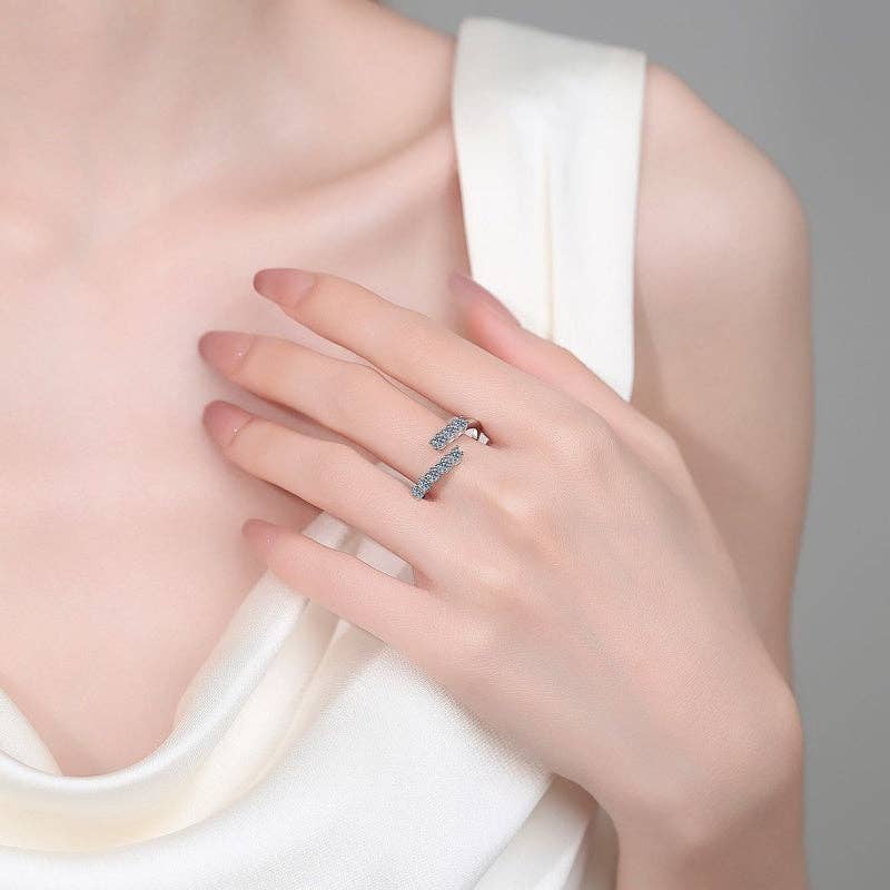 Moissanite Bypass Eternity Wrap Ring in 925 Sterling Silver