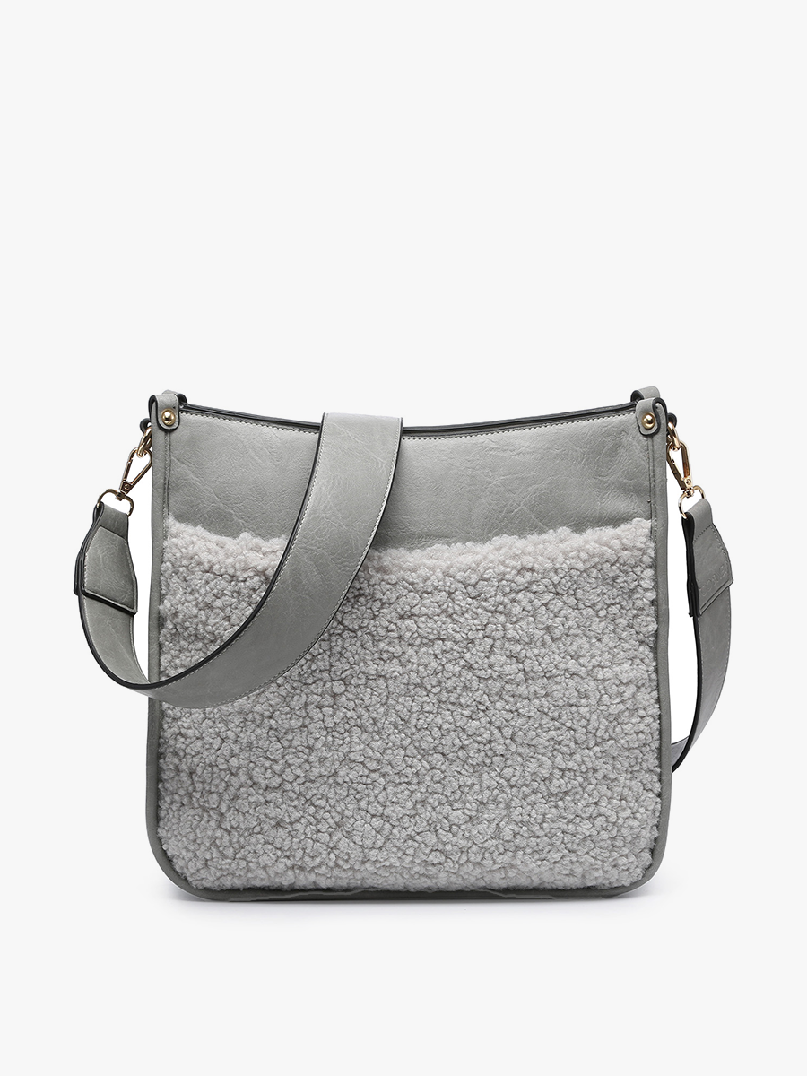 Chloe Teddy Trim Crossbody with Guitar Strap | M1977TED