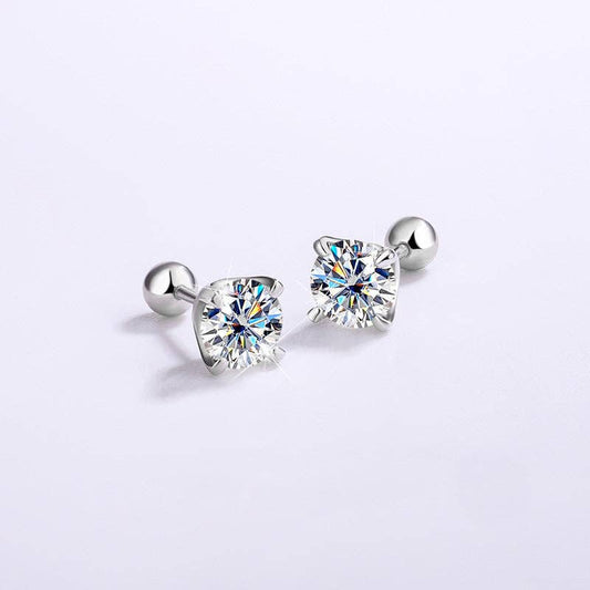 Color Moissanite Ball End Earrings in 925 Sterling Silver