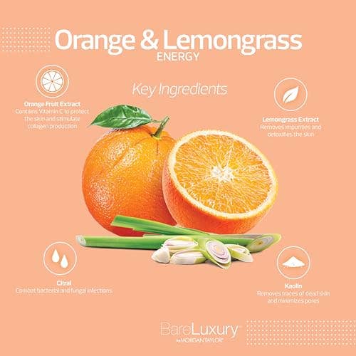 Morgan Taylor BareLuxury 4-Step Complete Pedicure & Manicure Packs - Complete Nail Care Kit with Soak, Masque, Scrub & Massage Butter, Professional Spa-Quality Treatments (Energy Orange & Lemongrass)