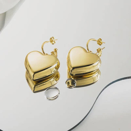 Heart Shape Stainless Steel Drop Earrings