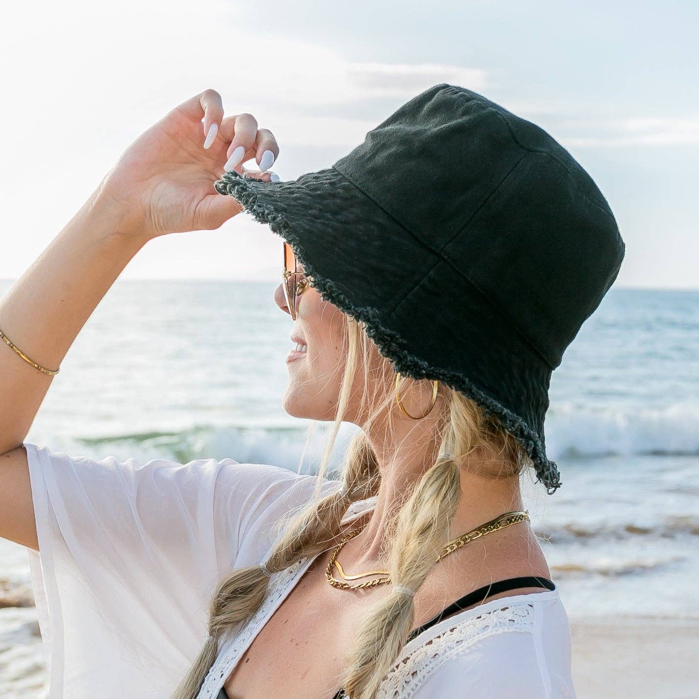 Frayed Edge Canvas Bucket Hat