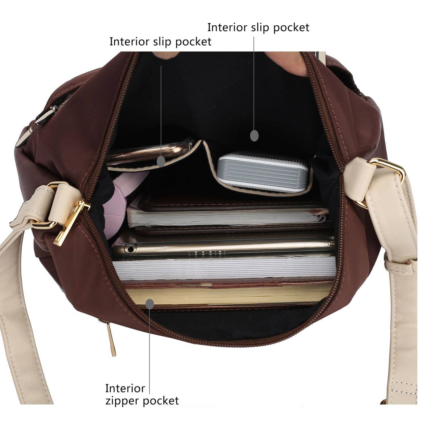380 Serena Color-Block Nylon Women Shoulder Handbag by Mia K