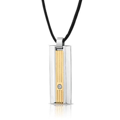 8260 Premium Stainless-Steel Gold-Tone Dog Tag Bar Pendant