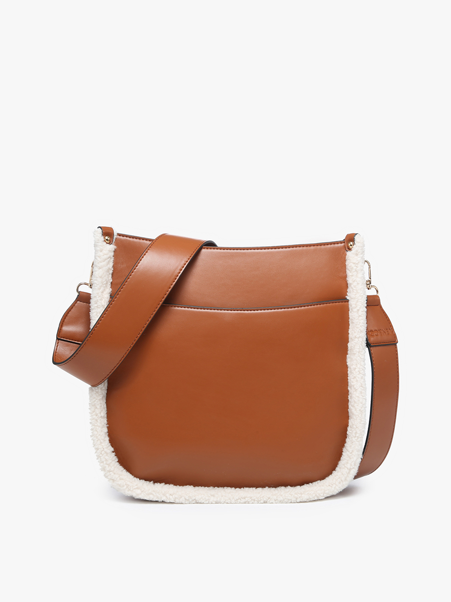 Chloe Teddy Trim Crossbody with Guitar Strap | M1977TED