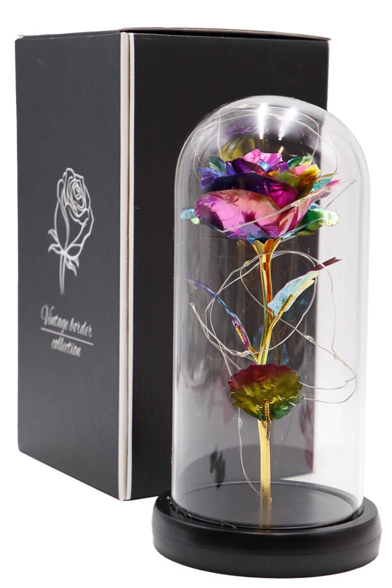 Tall Metallic Galaxy Rose Dome Led Light Stand