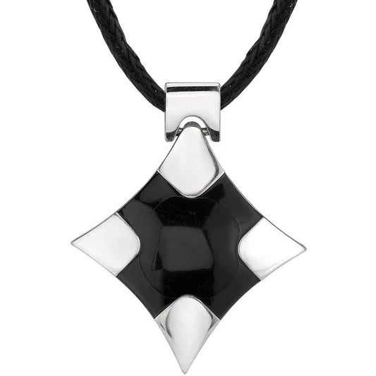 8004 Premium Stainless Steel Finish Black Enamel Pendant