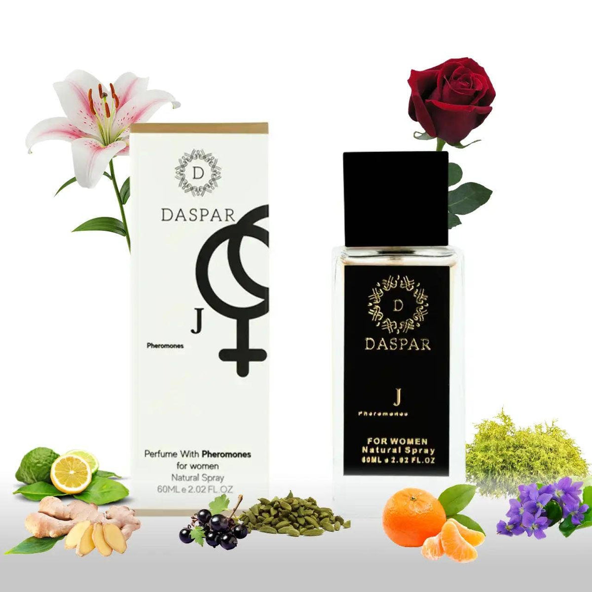 DASPAR J WOMEN PERFUME WITH PHE.RO.MO.NES 2.02 OZ