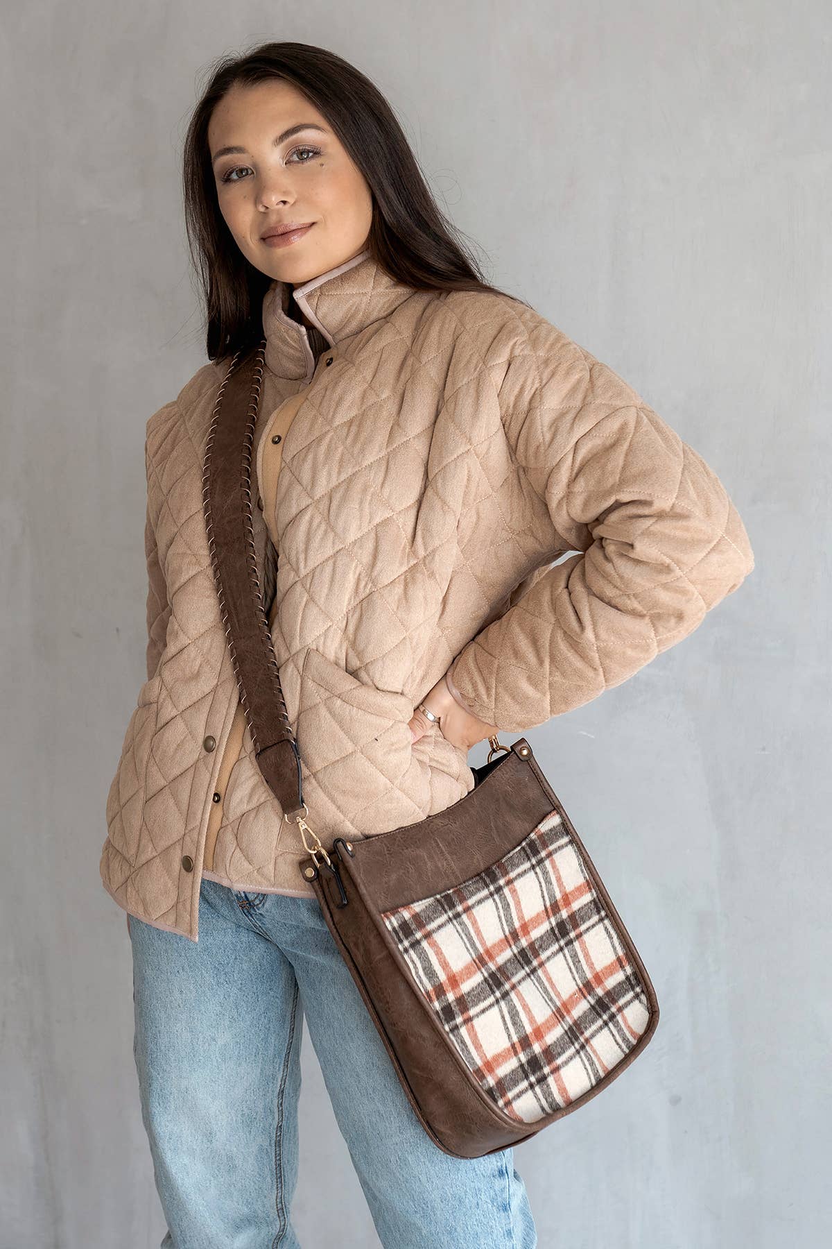 Chloe Plaid Crossbody with Guitar Strap | M1977PLD