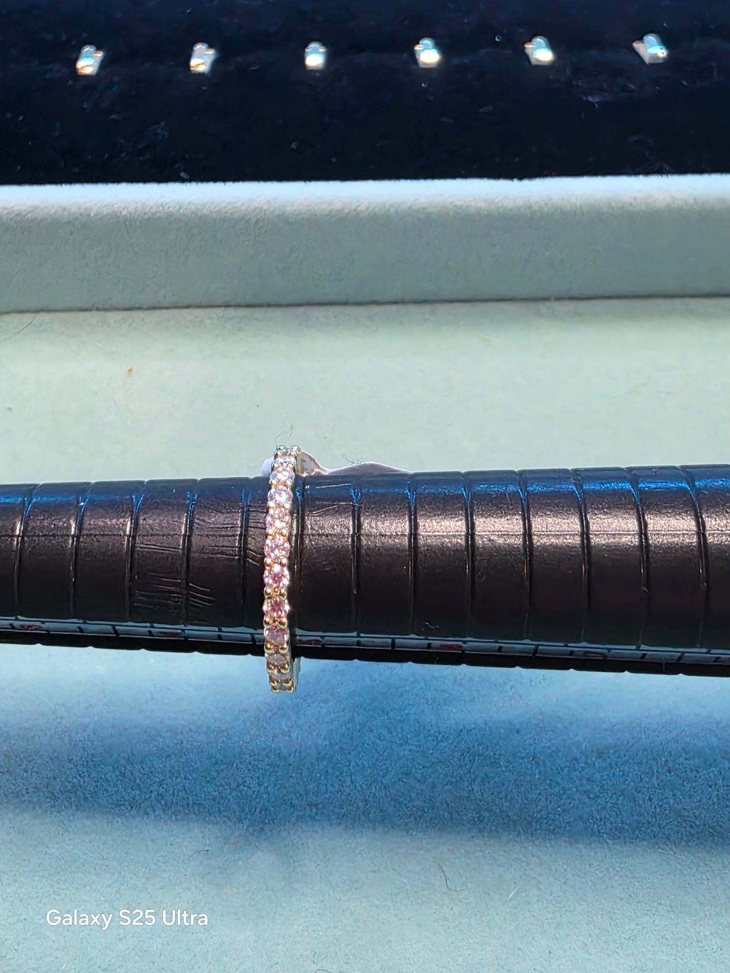959 14k YG over .925 Sterling Silver apron 2ctw Moissanite Eternity Band Sz 4.75/5
