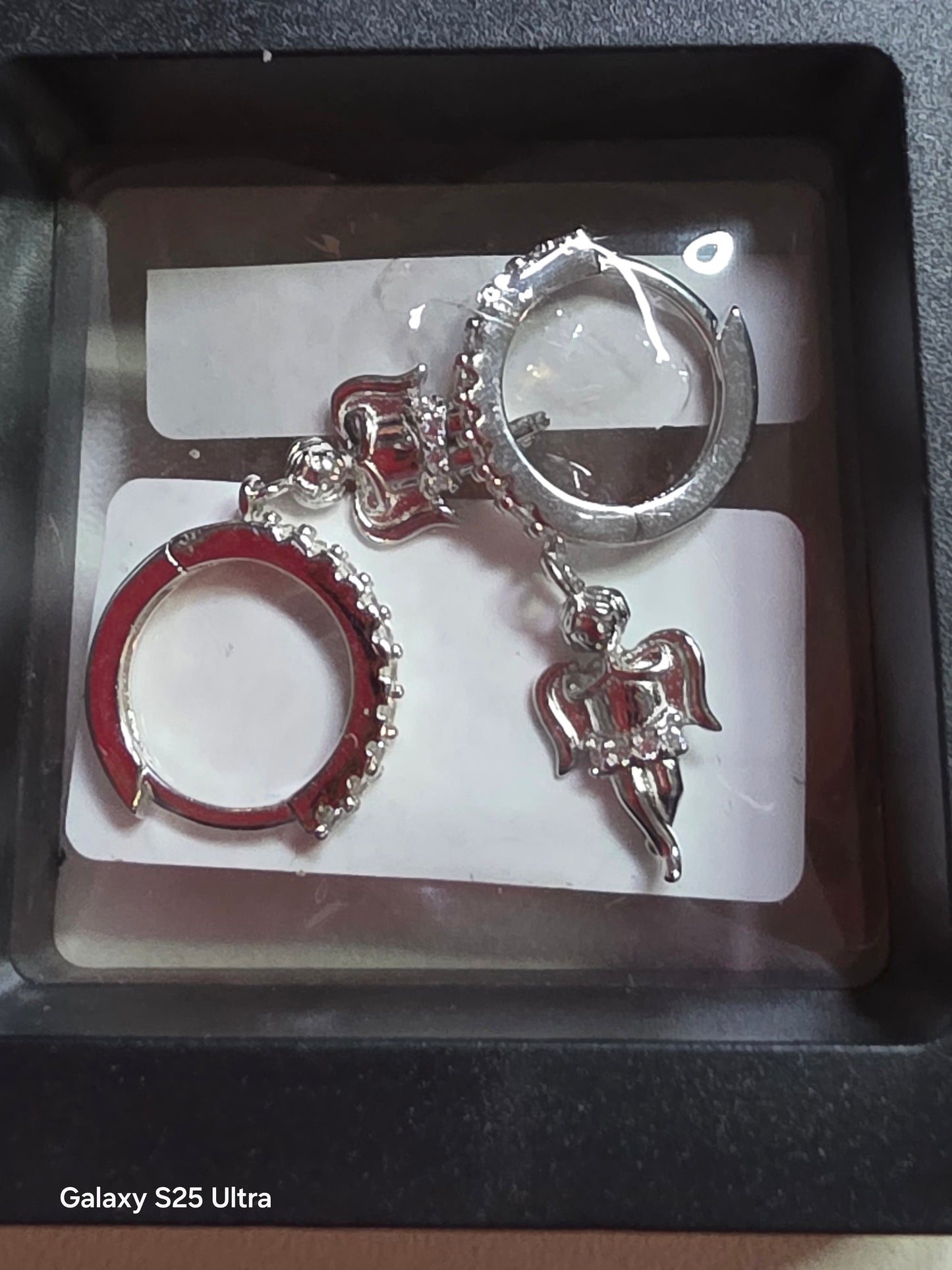 1142 .925ss .50ctw Angel Dangle Huggie Earrings.