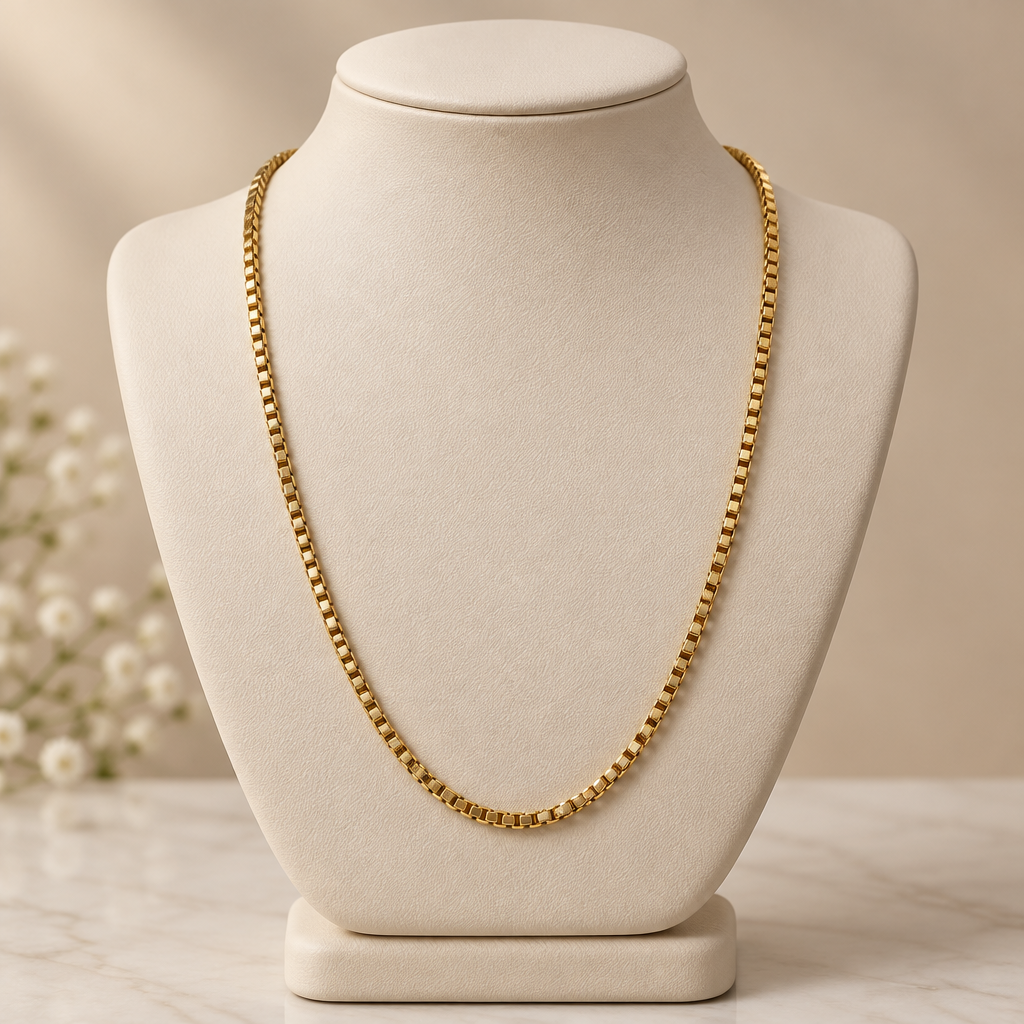 #165-18K Yellow Gold Filled 24" 1mm Box Chain Necklace