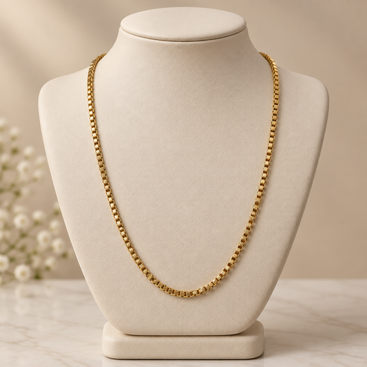 #165-18K Yellow Gold Filled 24" 1mm Box Chain Necklace