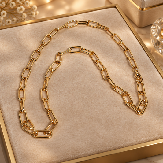 #51 -18K Yellow Gold Filled 24" Paperclip Chain – 3mm