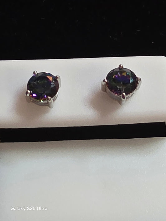923 Mystic Topaz 1.60ctw Studs Push Backs .925 Sterling Silver