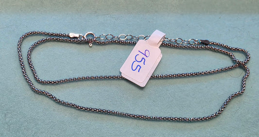 955 18"-20" oxenized popcorn chain .925 sterling silver chain.