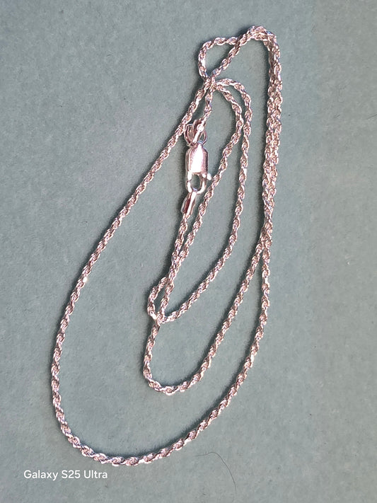 955 Diamond Cut Solid .925 rope chain 1.5mm width 18" long.