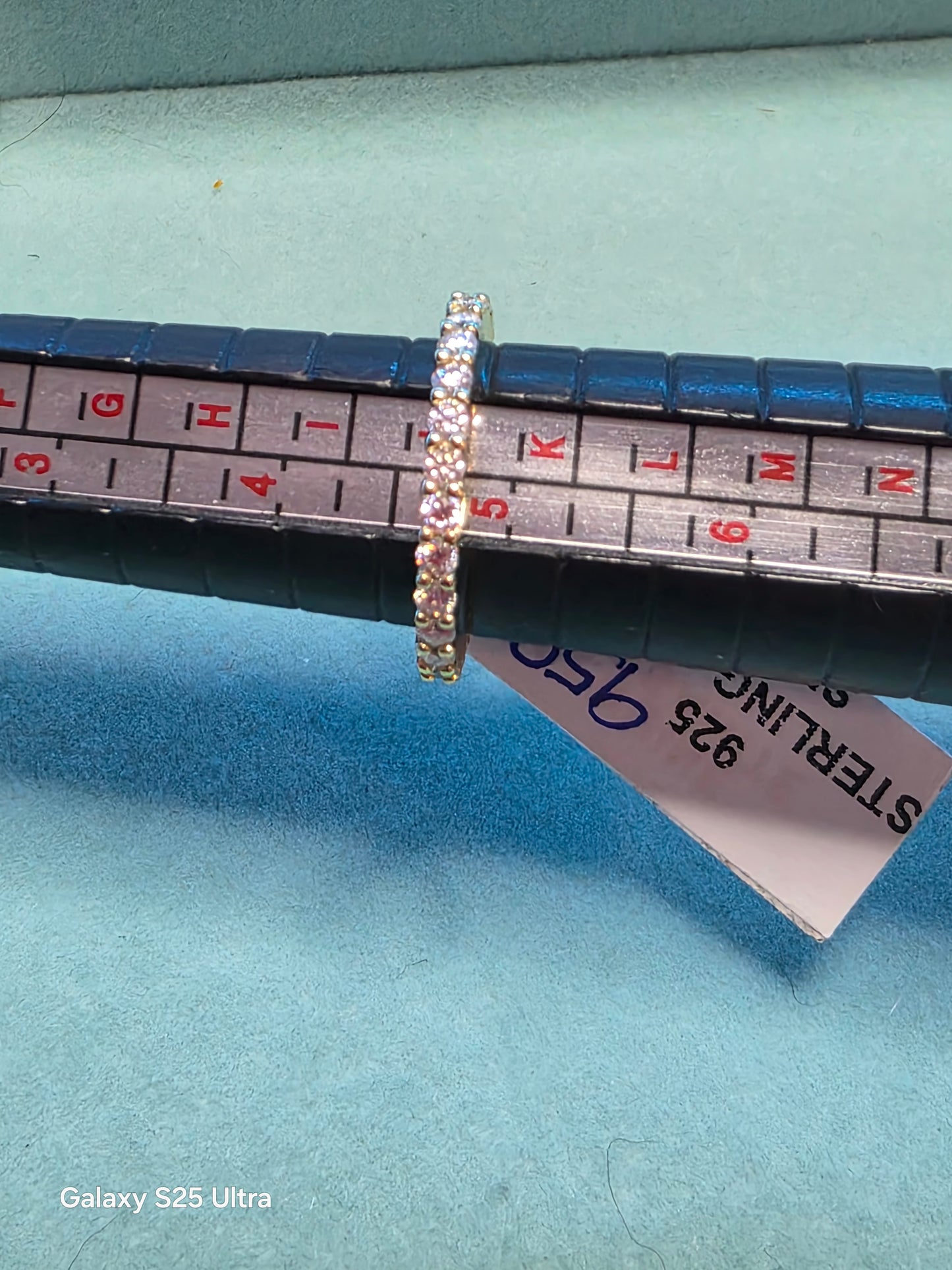 959 14k YG over .925 Sterling Silver apron 2ctw Moissanite Eternity Band Sz 4.75/5
