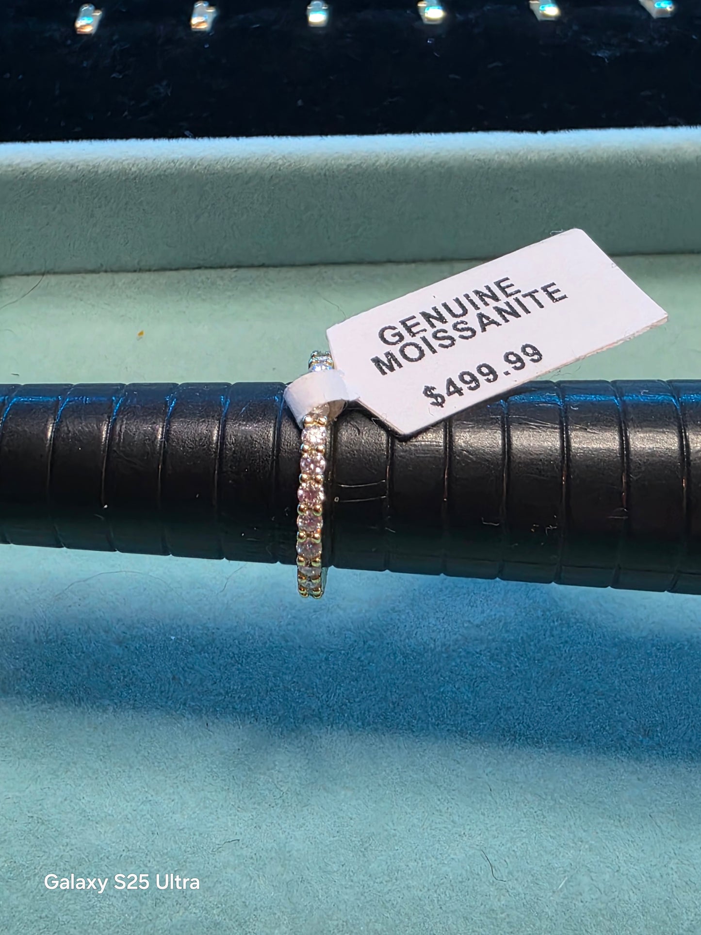 959 14k YG over .925 Sterling Silver apron 2ctw Moissanite Eternity Band Sz 4.75/5
